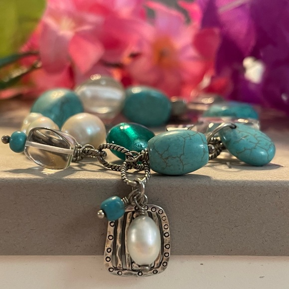 Silpada Turquoise Charm Girlfriends’ 2011 conference Stretch Bracelet - Picture 11 of 16